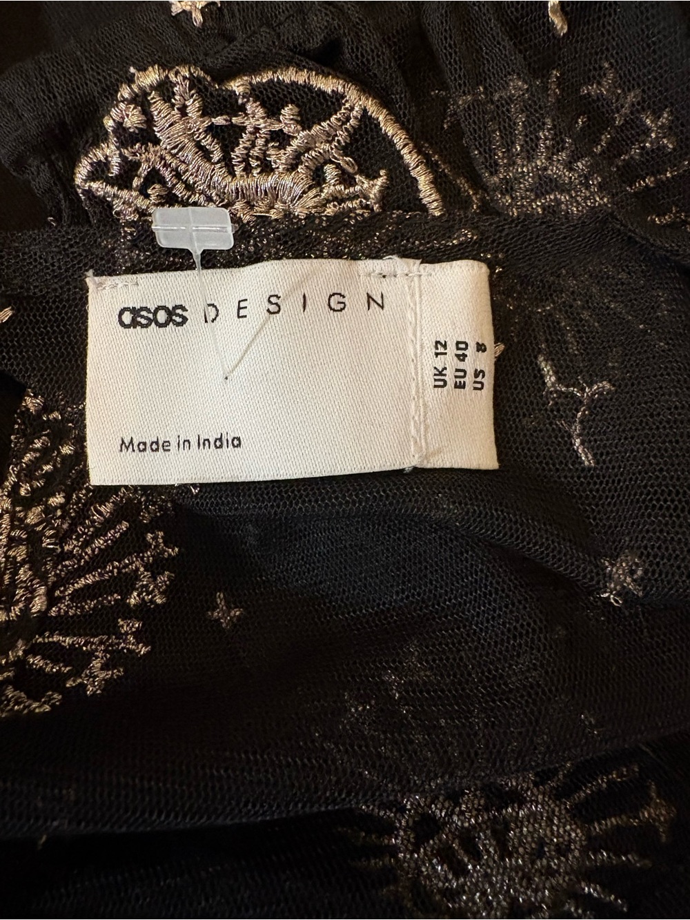 ASOS Black Mini Dress with Silver Celestial Embroidery Witchy, Whimsygoth, - Picture 5 of 9